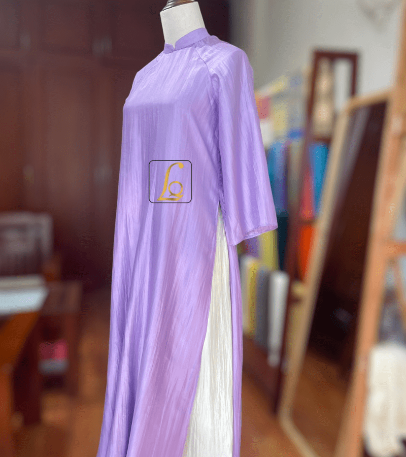 Áo dài lụa tơ tằm màu tím