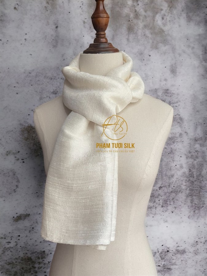 Khăn đũi tơ tằm tự nhiên màu trắng