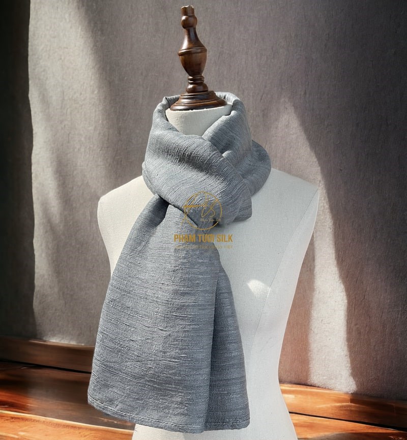 Khăn đũi tơ tằm tự nhiên màu xám 