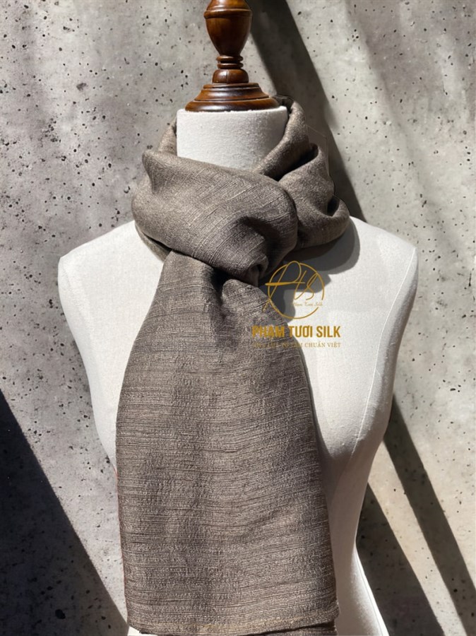 Khăn đũi tơ tằm tự nhiên màu nâu rêu