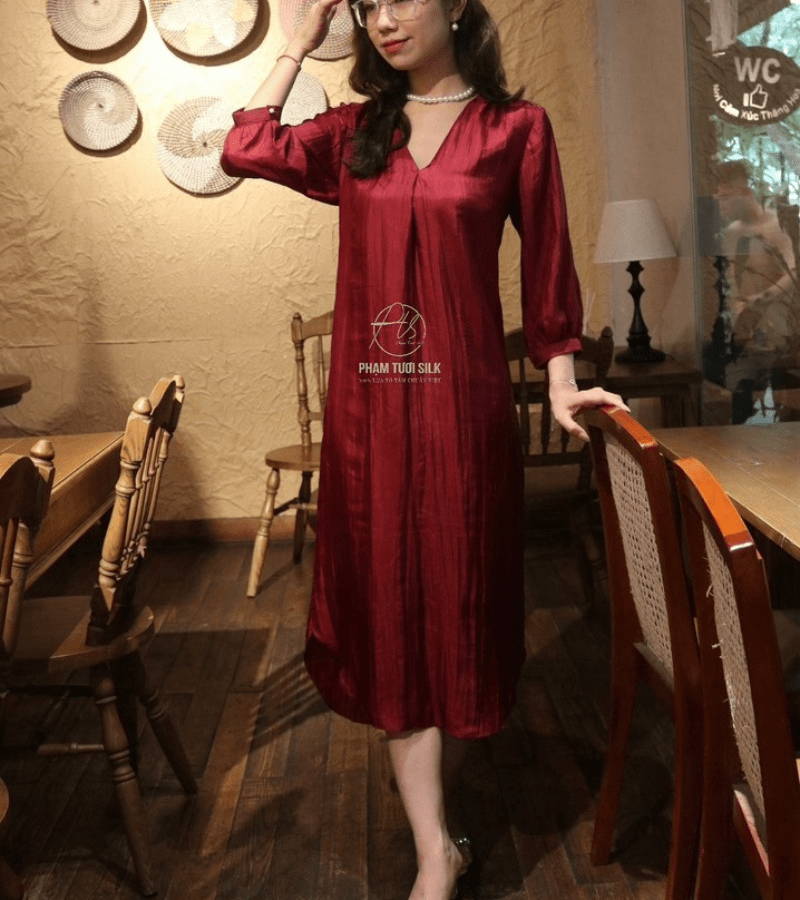 Váy lụa tơ tằm cao cấp (trơn)