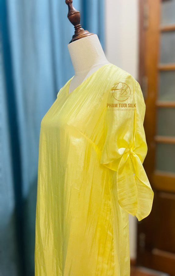 Váy lụa tơ tằm cao cấp (tay nơ)