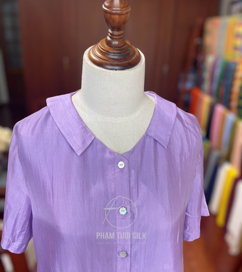 Áo lụa tơ tằm màu tím