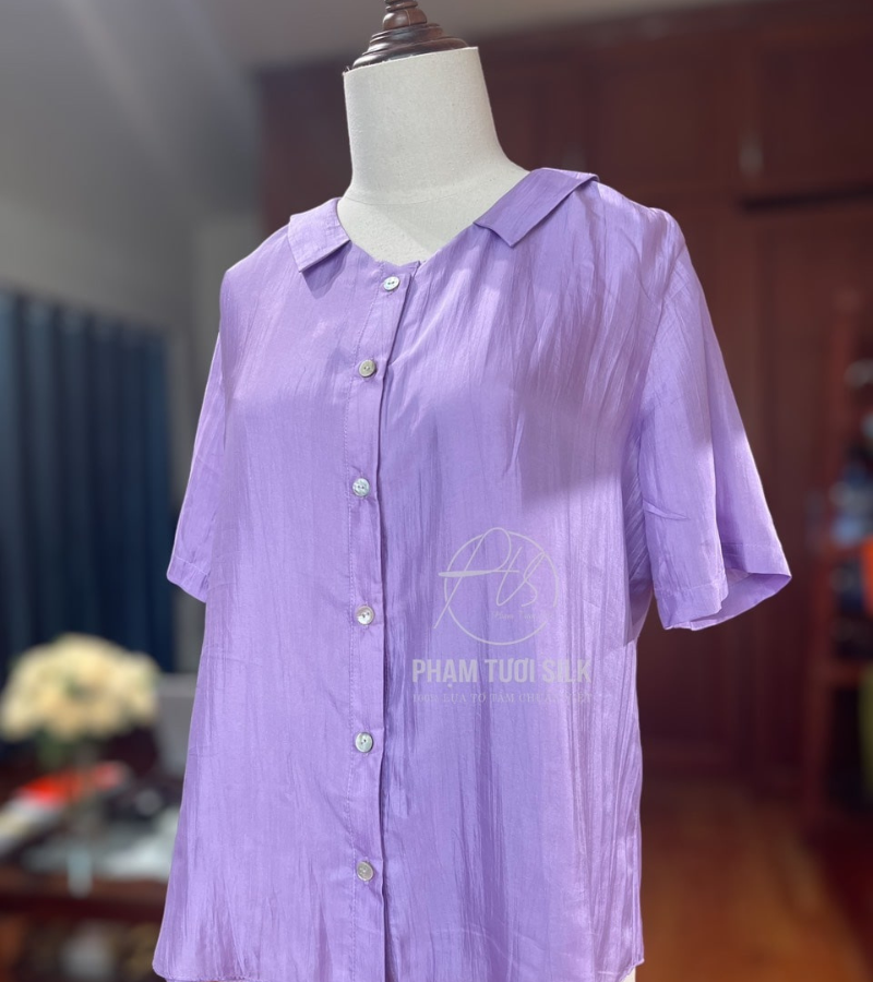 Áo lụa tơ tằm màu tím