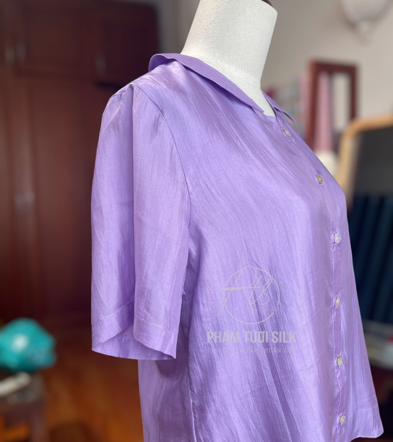 Áo lụa tơ tằm màu tím