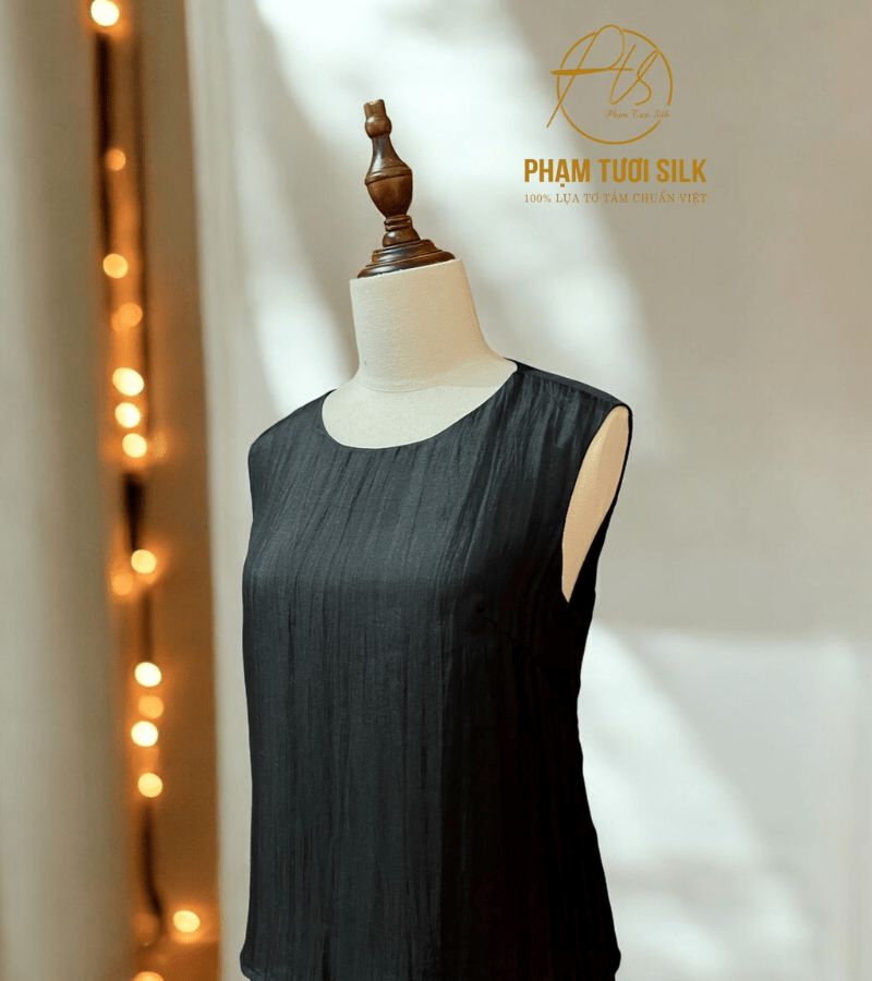 Bộ quần áo lụa tơ tằm cao cấp màu đen