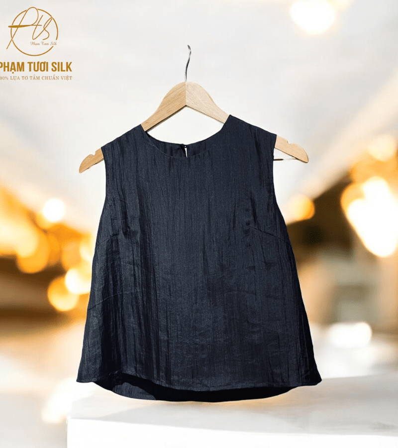 Bộ quần áo lụa tơ tằm cao cấp màu đen