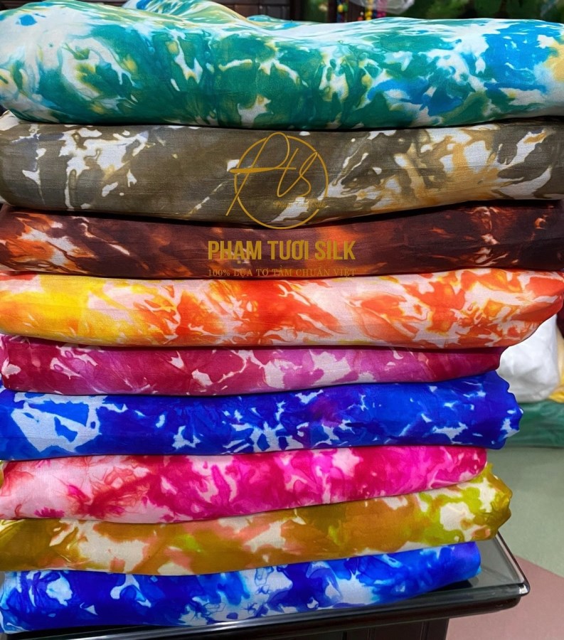 Vải lụa tơ tằm loang màu cao cấp