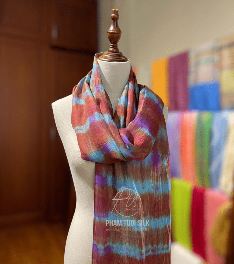 Khăn lụa tơ tằm loang màu