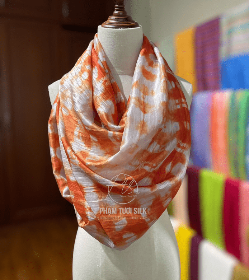 Khăn lụa tơ tằm loang màu