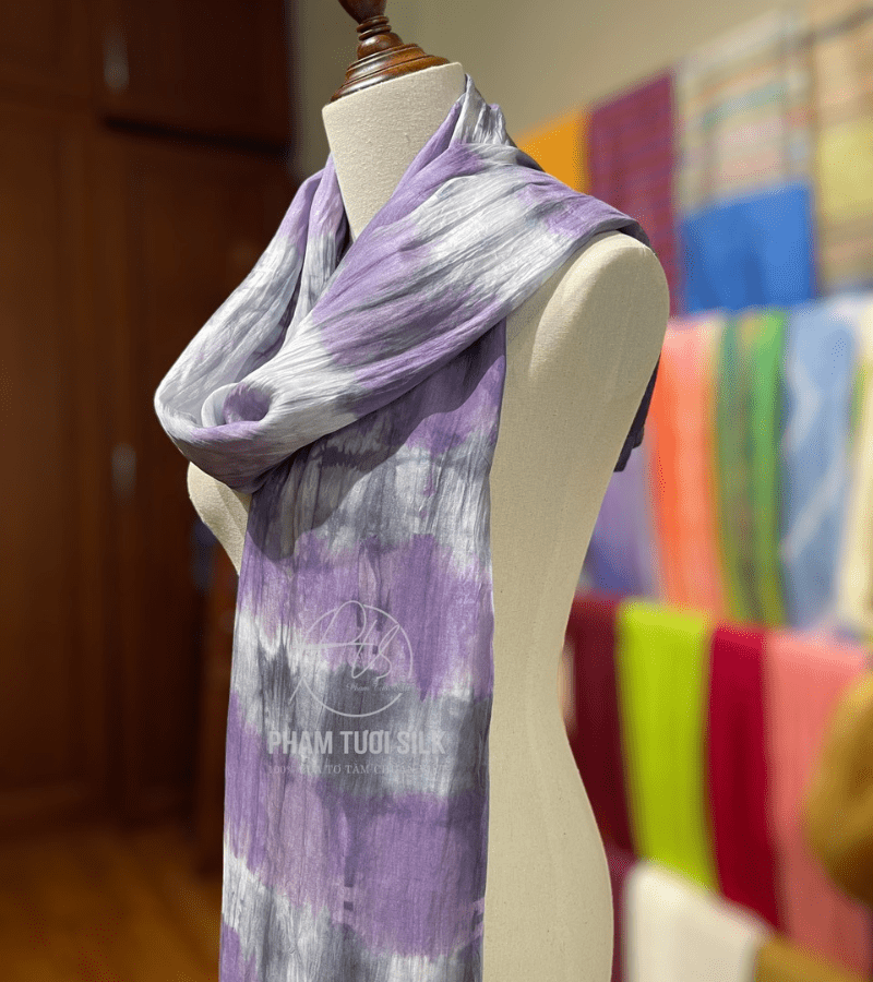 Khăn lụa tơ tằm loang màu