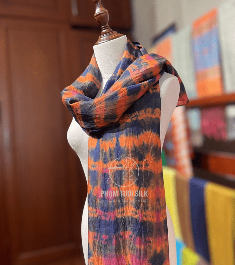 Khăn lụa tơ tằm loang màu