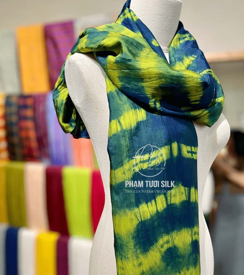 Khăn lụa tơ tằm loang màu