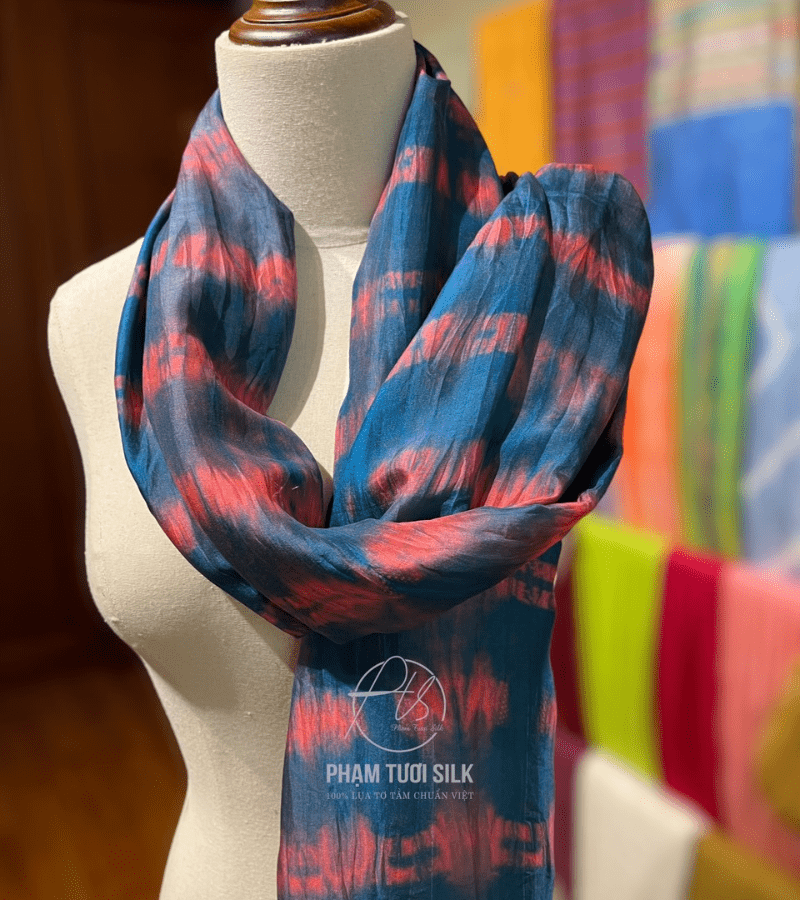 Khăn lụa tơ tằm loang màu