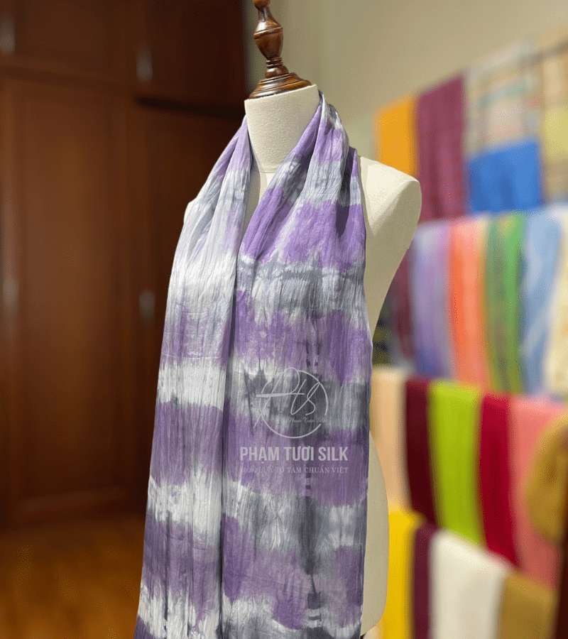 Khăn lụa tơ tằm loang màu