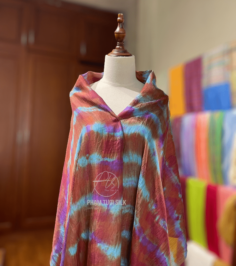 Khăn lụa tơ tằm loang màu