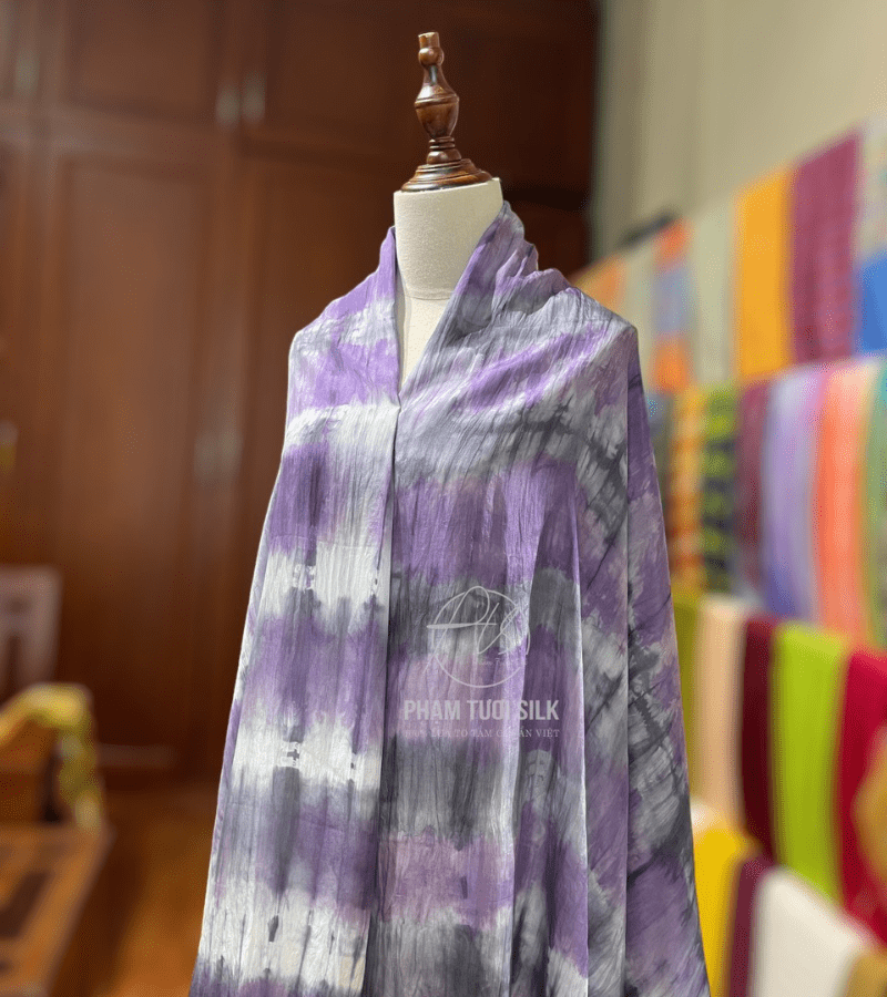 Khăn lụa tơ tằm loang màu