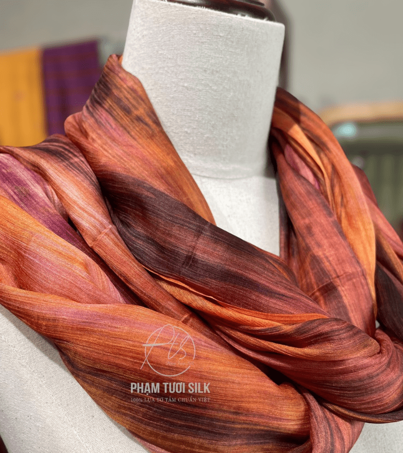 Khăn lụa tơ tằm loang màu