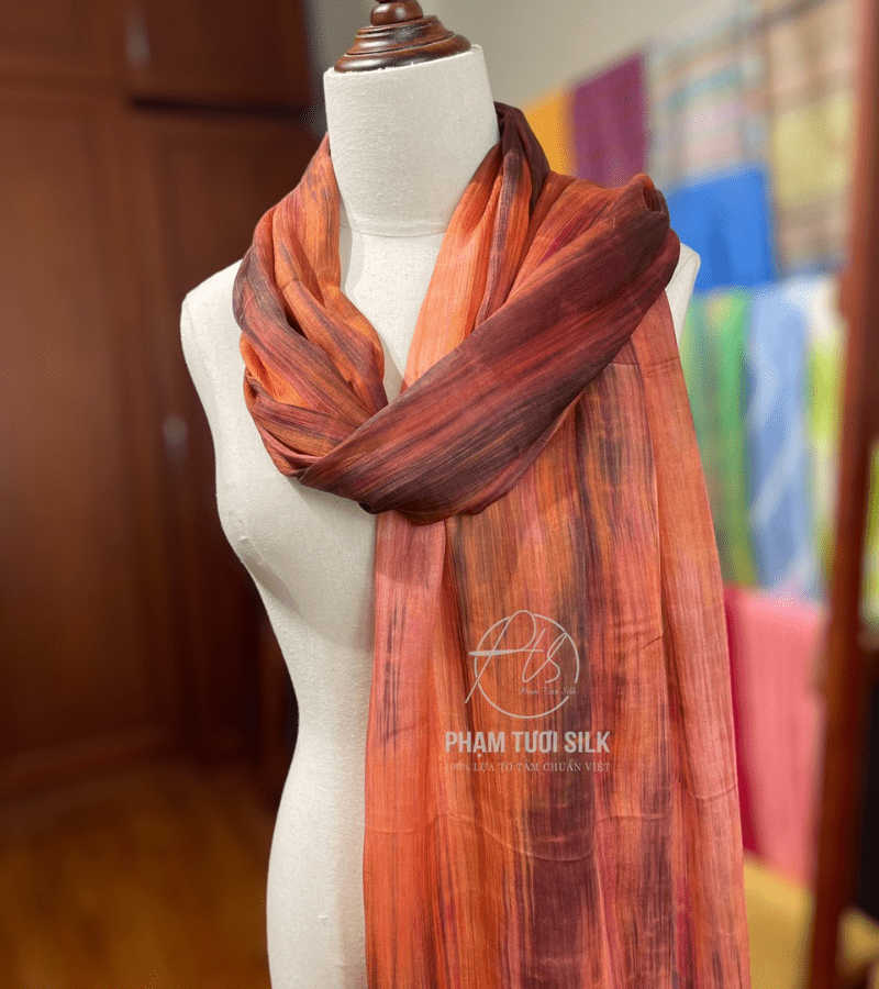 Khăn lụa tơ tằm loang màu