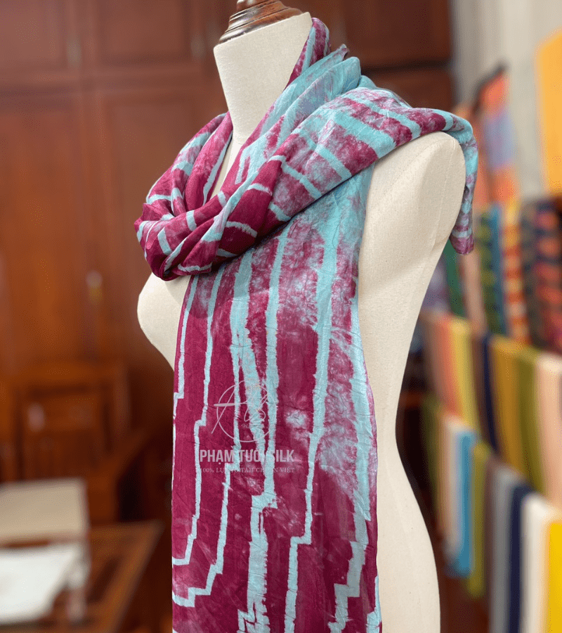 Khăn lụa tơ tằm loang màu