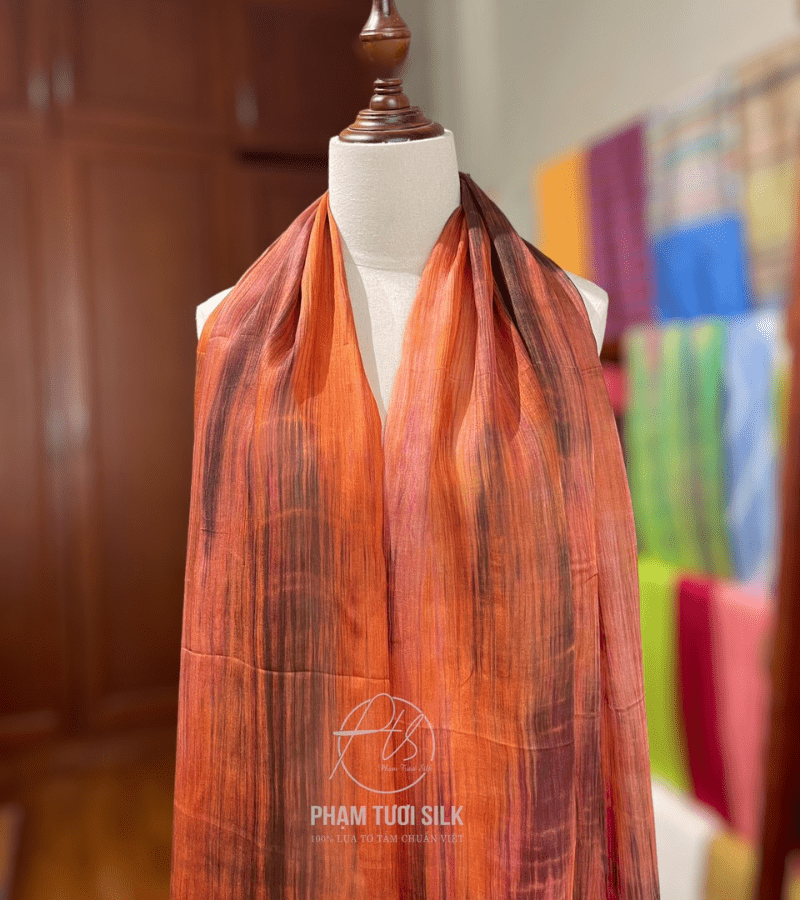 Khăn lụa tơ tằm loang màu