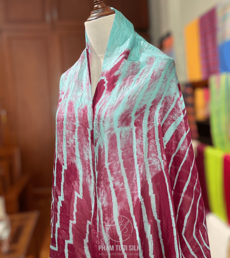 Khăn lụa tơ tằm loang màu