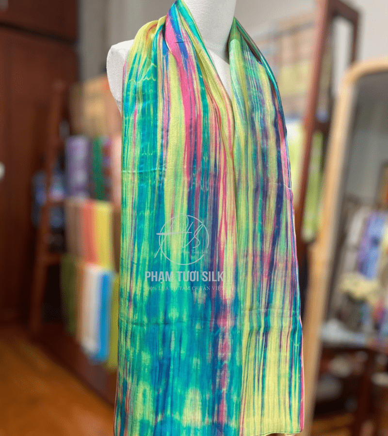 Khăn lụa tơ tằm loang màu