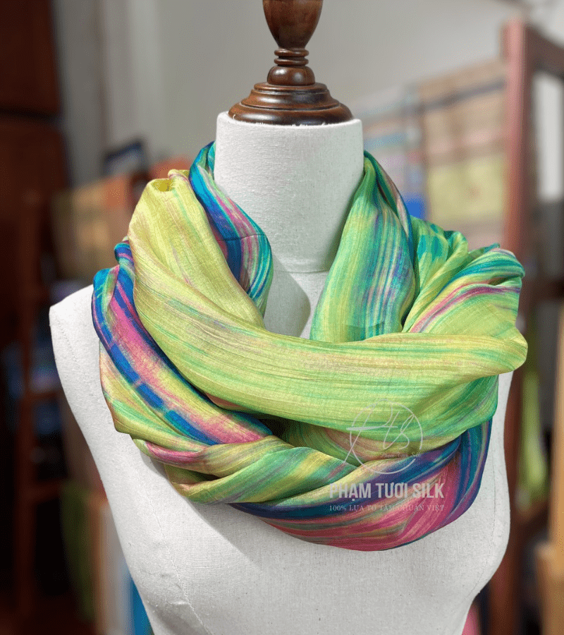 Khăn lụa tơ tằm loang màu