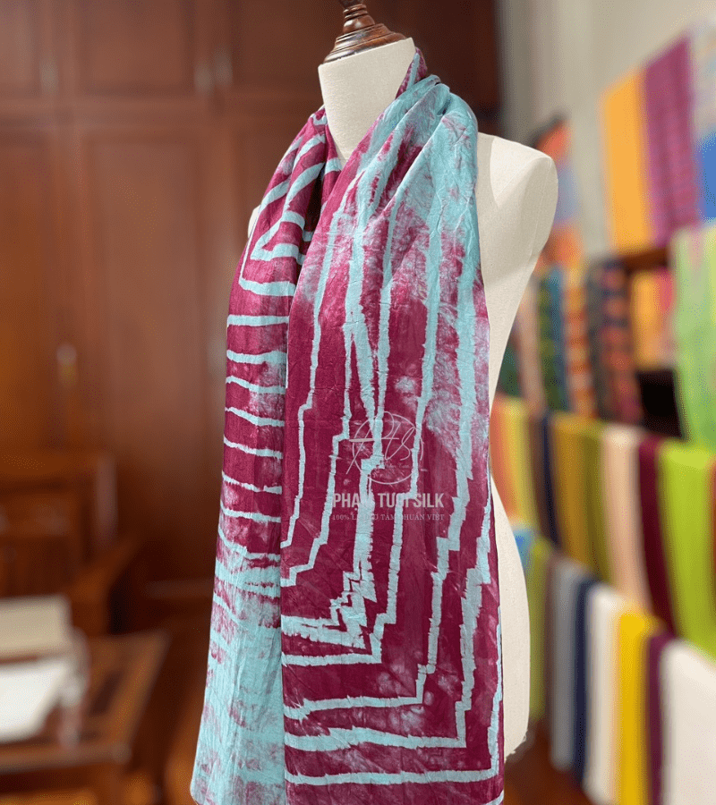 Khăn lụa tơ tằm loang màu