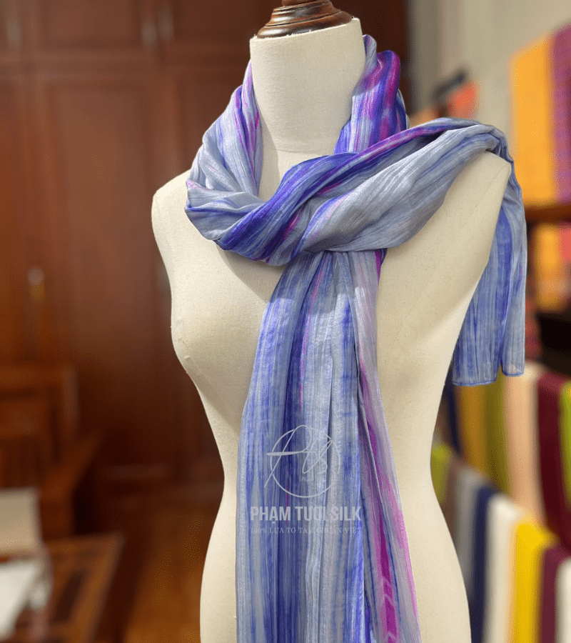 Khăn lụa tơ tằm loang màu