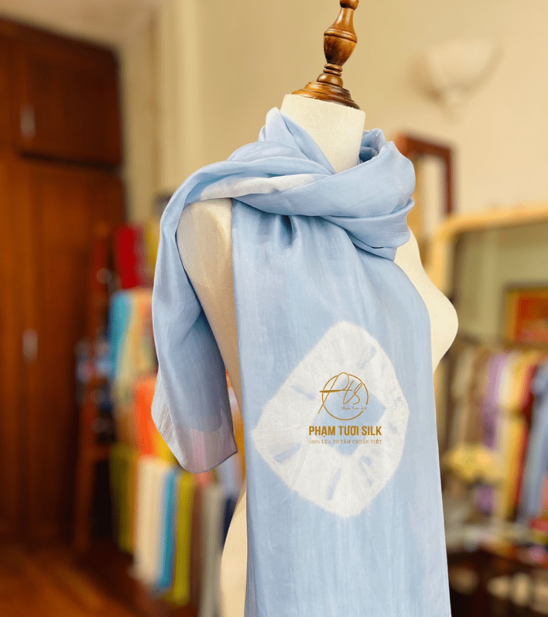 Khăn lụa tơ tằm loang màu