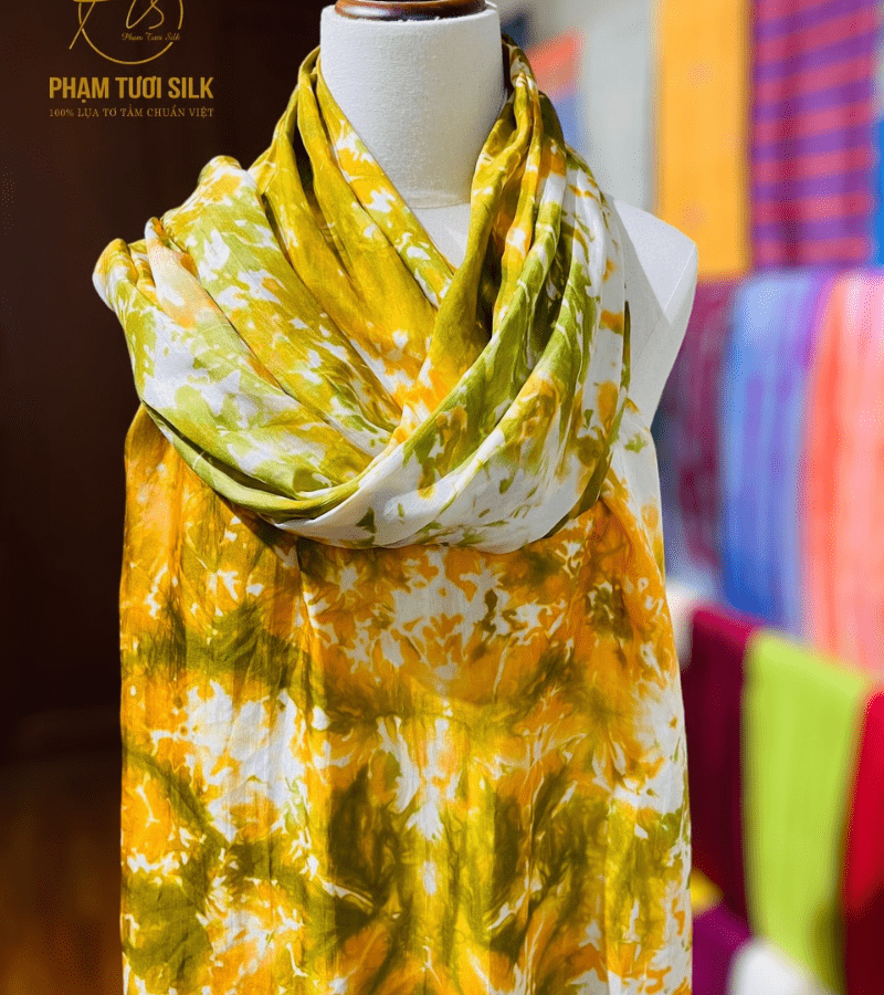 Khăn lụa tơ tằm loang màu