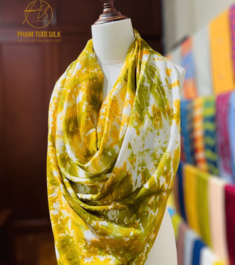 Khăn lụa tơ tằm loang màu