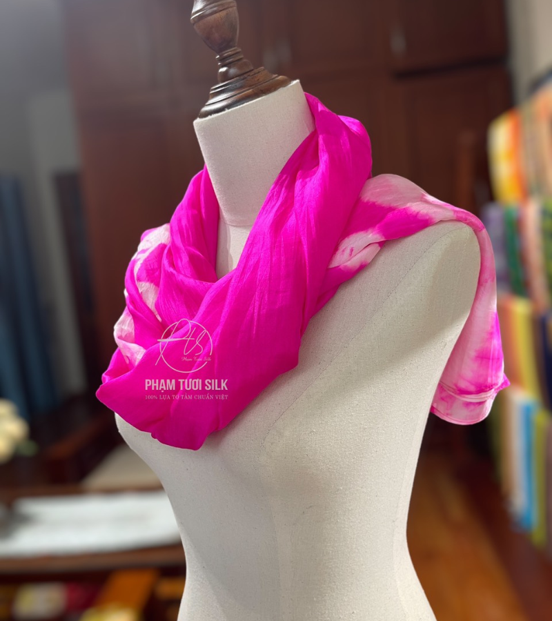 Khăn lụa tơ tằm loang màu