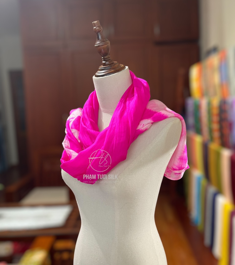 Khăn lụa tơ tằm loang màu