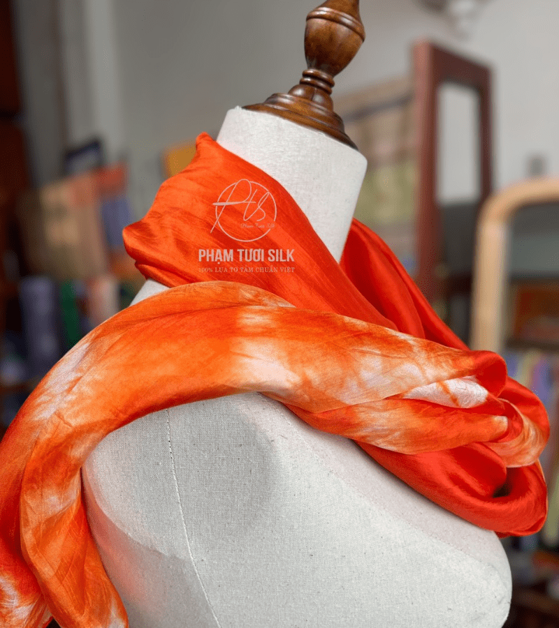 Khăn lụa tơ tằm loang màu