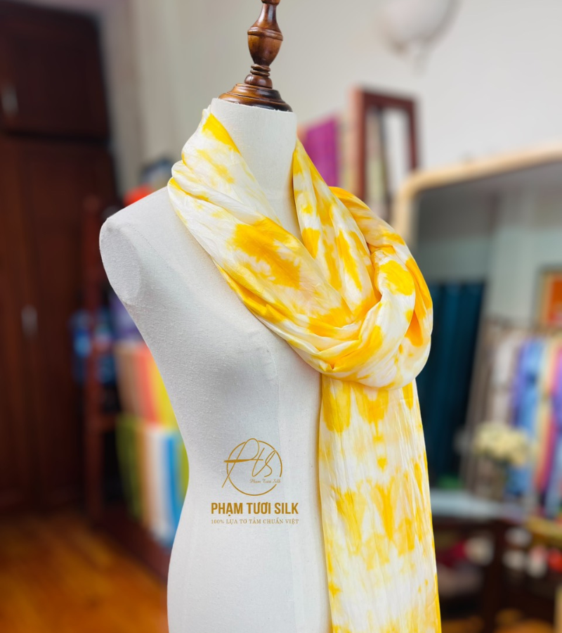 Khăn lụa tơ tằm loang màu