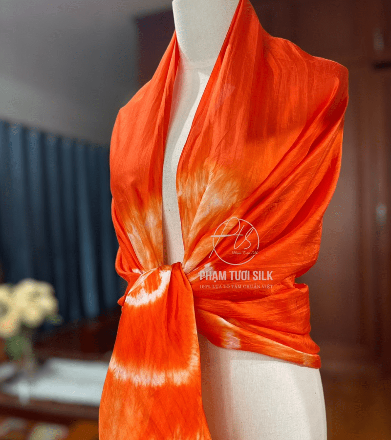 Khăn lụa tơ tằm loang màu