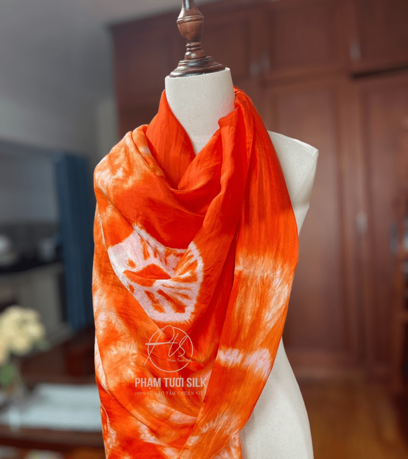Khăn lụa tơ tằm loang màu