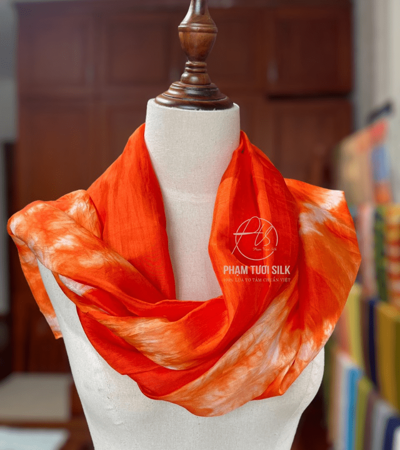 Khăn lụa tơ tằm loang màu