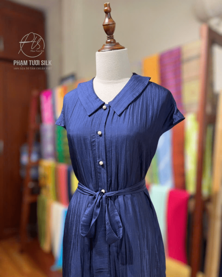 Váy Lụa Tơ Tằm Cao Cấp Màu Xanh Tím Than