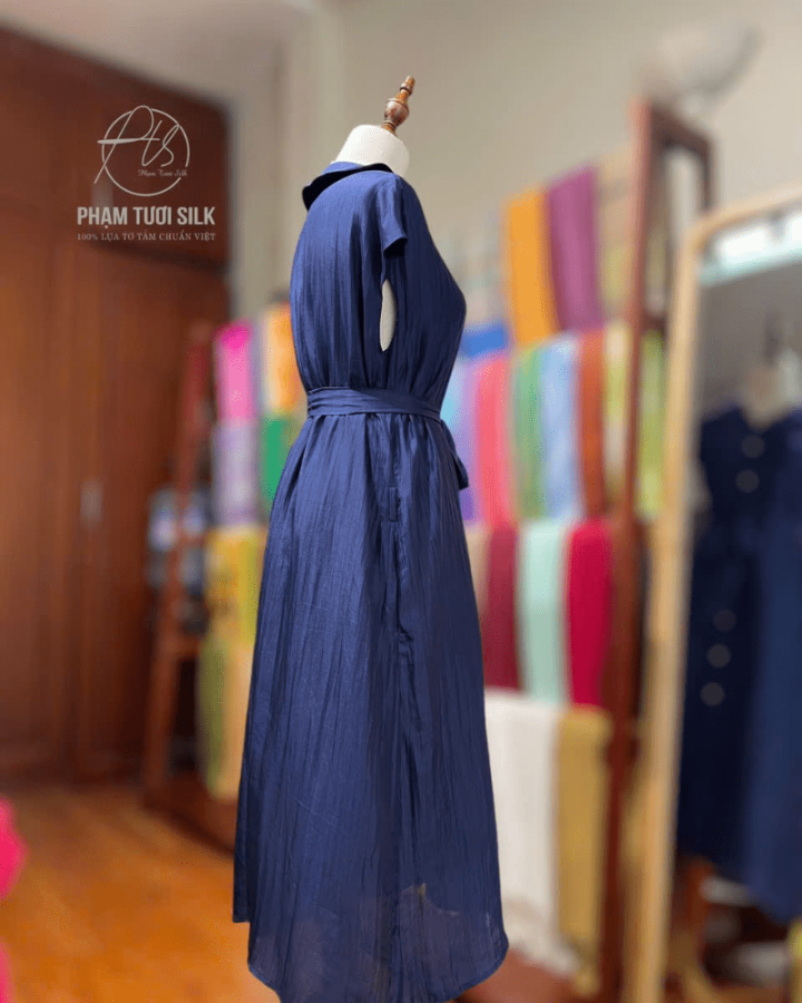 Váy Lụa Tơ Tằm Cao Cấp Màu Xanh Tím Than