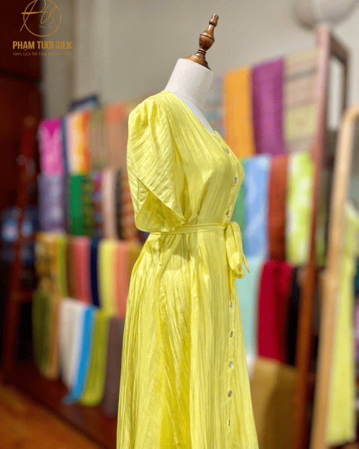 Váy Lụa Tơ Tằm Cao Cấp Màu Vàng