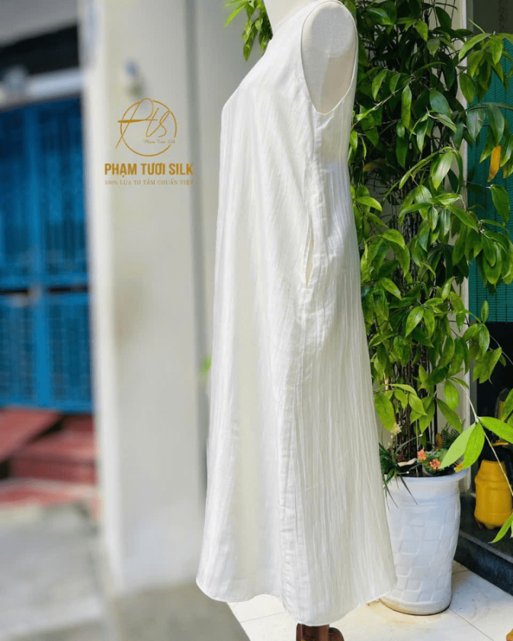 Váy Lụa Tơ Tằm Màu Trắng
