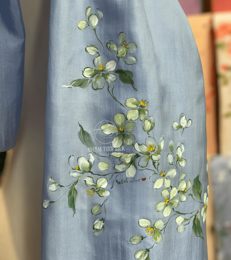 Khăn lụa tơ tằm vẽ tay hoa Bưởi (85x180cm)