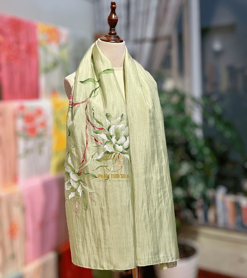 Khăn lụa tơ tằm vẽ tay (85x180cm)