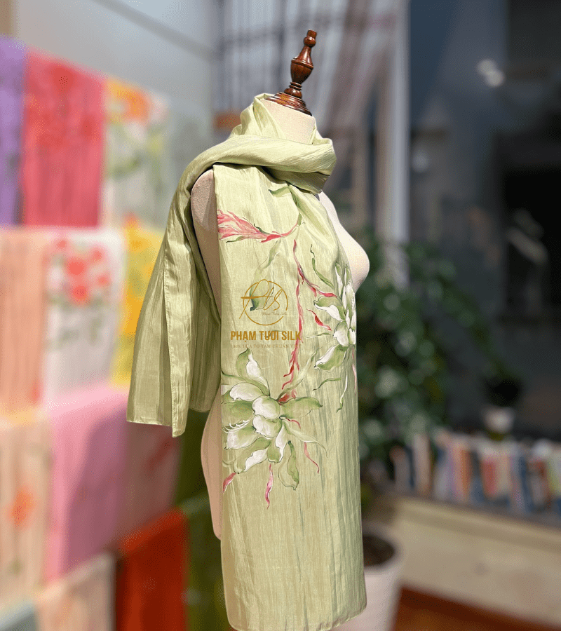 Khăn lụa tơ tằm vẽ tay (85x180cm) 