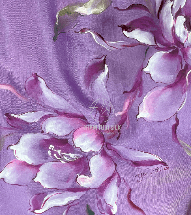 Khăn lụa tơ tằm vẽ tay (85x180cm)