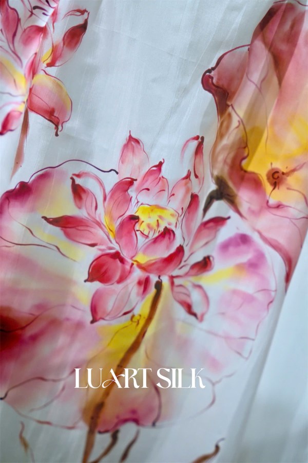 Khăn lụa tơ tằm vẽ tay (85x180cm) 