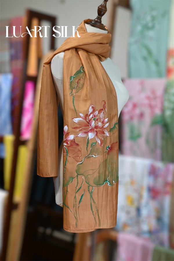 Khăn lụa tơ tằm vẽ tay (85x180cm) 